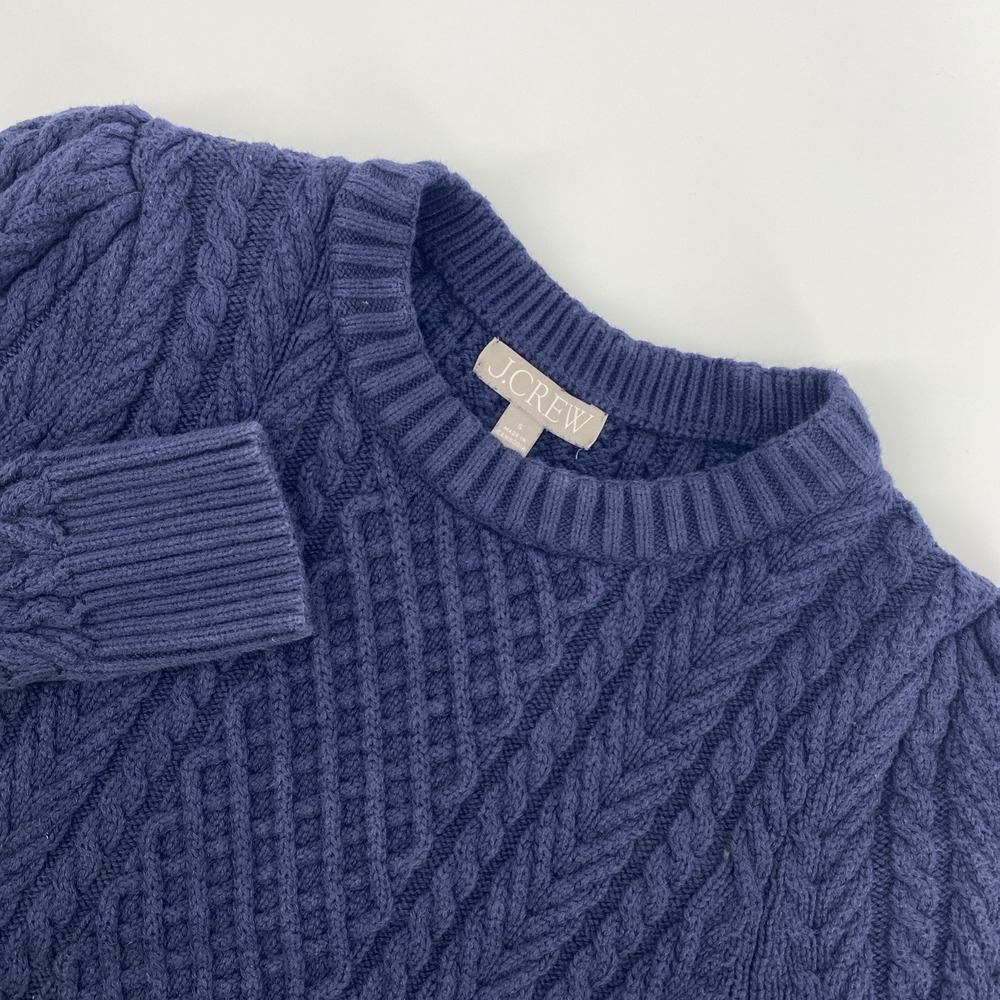 J Crew Cable Knit‎ Sweater Kids Small Blue Preppy Classic School Academic Cozy
